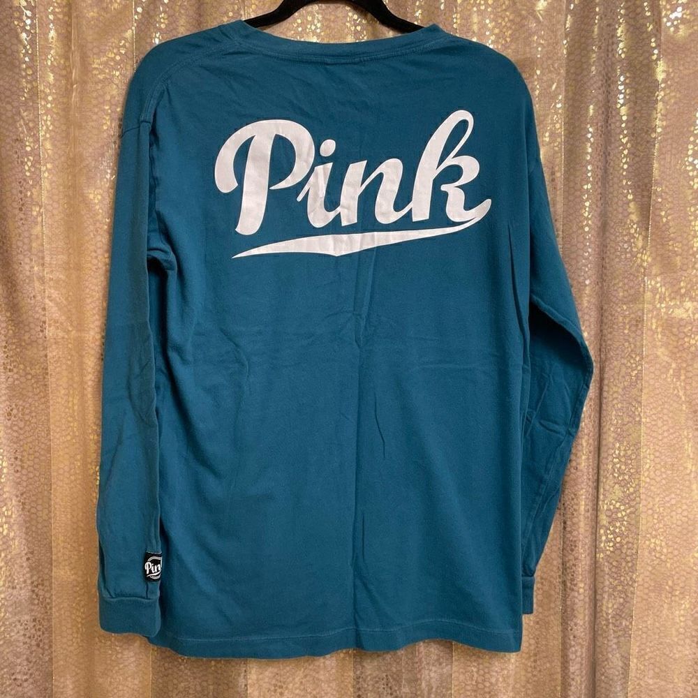 Victoria’s Secret Pink Women’s Small Teal Long Sleeve Button Down Shirt Top - Picture 2 of 5